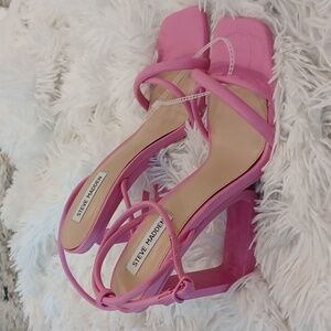 Steve Madden Enjoying Square Toe Mod Pink Sculptutal Heels Size 9 NEW